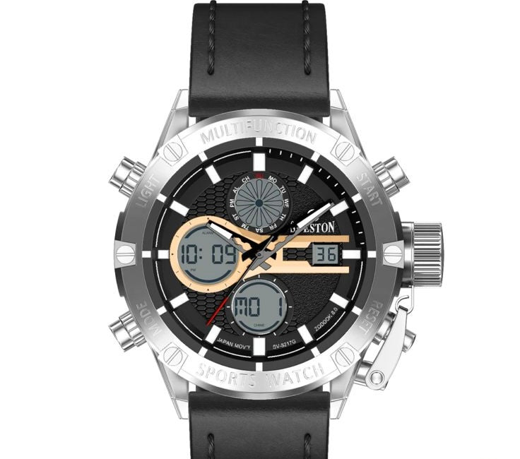 Men's Sveston Zoddok 8.0 Sports Watch – Dual Display Chronograph Leather Strap Watch